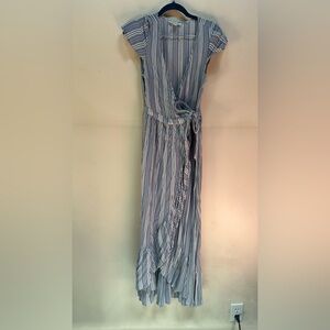 American Eagle Outfitters Wrap Blue and White Sleeveless Maxi